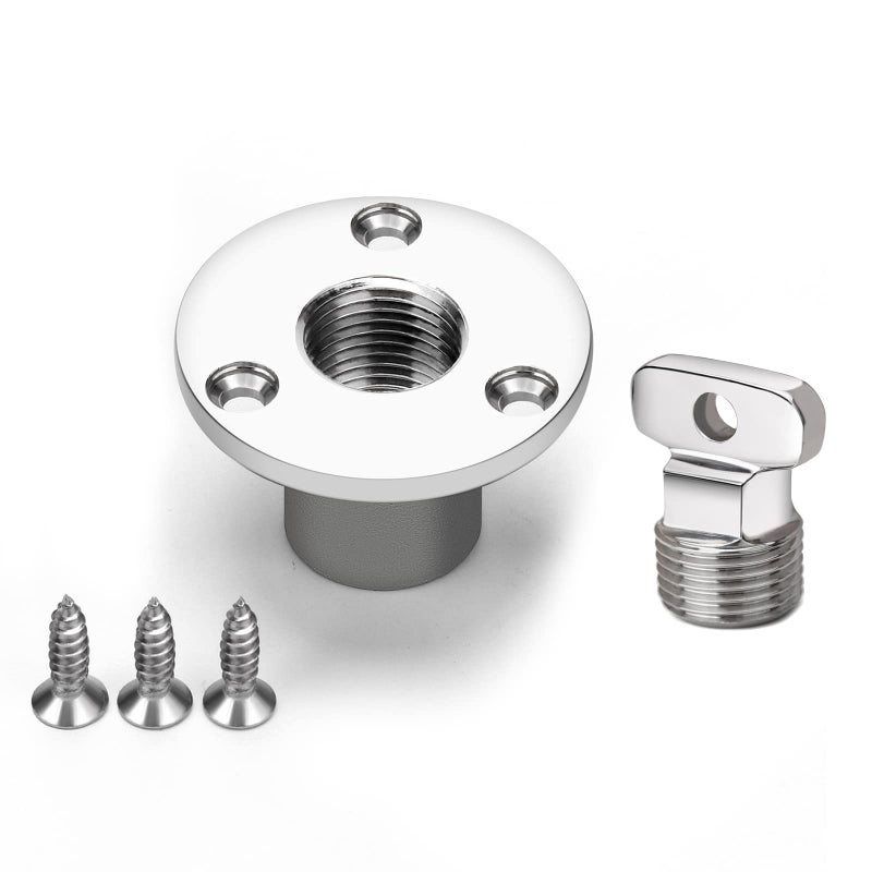 YUSOVE Marine Drain Plug Kit 316 Stainless Steel Boat Drain Plug Fits 1 inch Hole with Screw Boat Transoms Garboard Drain & Plug - Image 1